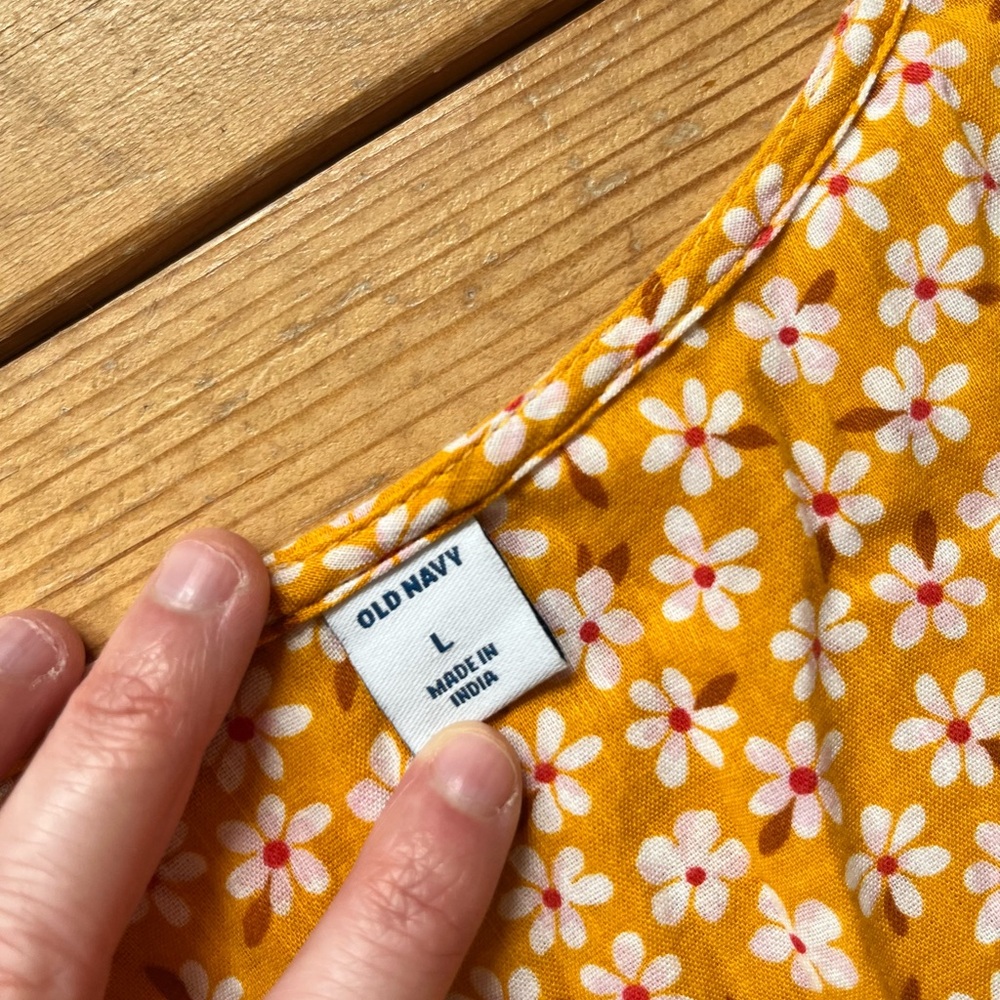 Old Navy Waist-Defined Wrap-Front Midi Yellow Floral - Picture 4 of 10